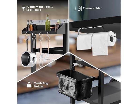 NUUK 3-Shelf Rolling Outdoor 20" x 32" Movable Grill Cart