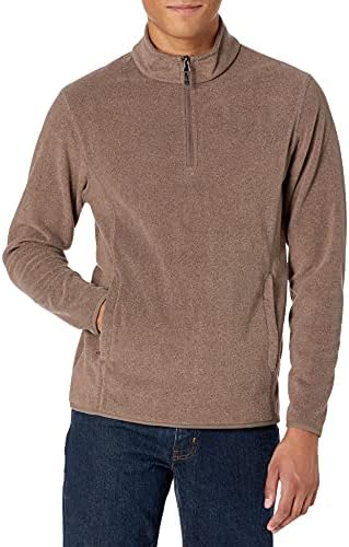 Amazon Essentials Men's Fleece Jacket, 1/4 Zipper Pullover, Medium, Brown Heather