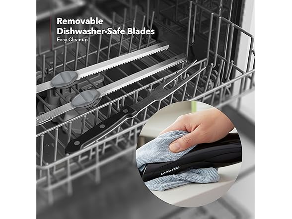 OVENTE Electric Knife Set with Two Serrated Stainless Steel Blades
