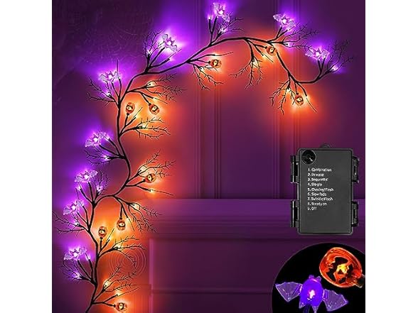 SURCVIO 6 Ft 54 LED Halloween Pumpkins and Bats