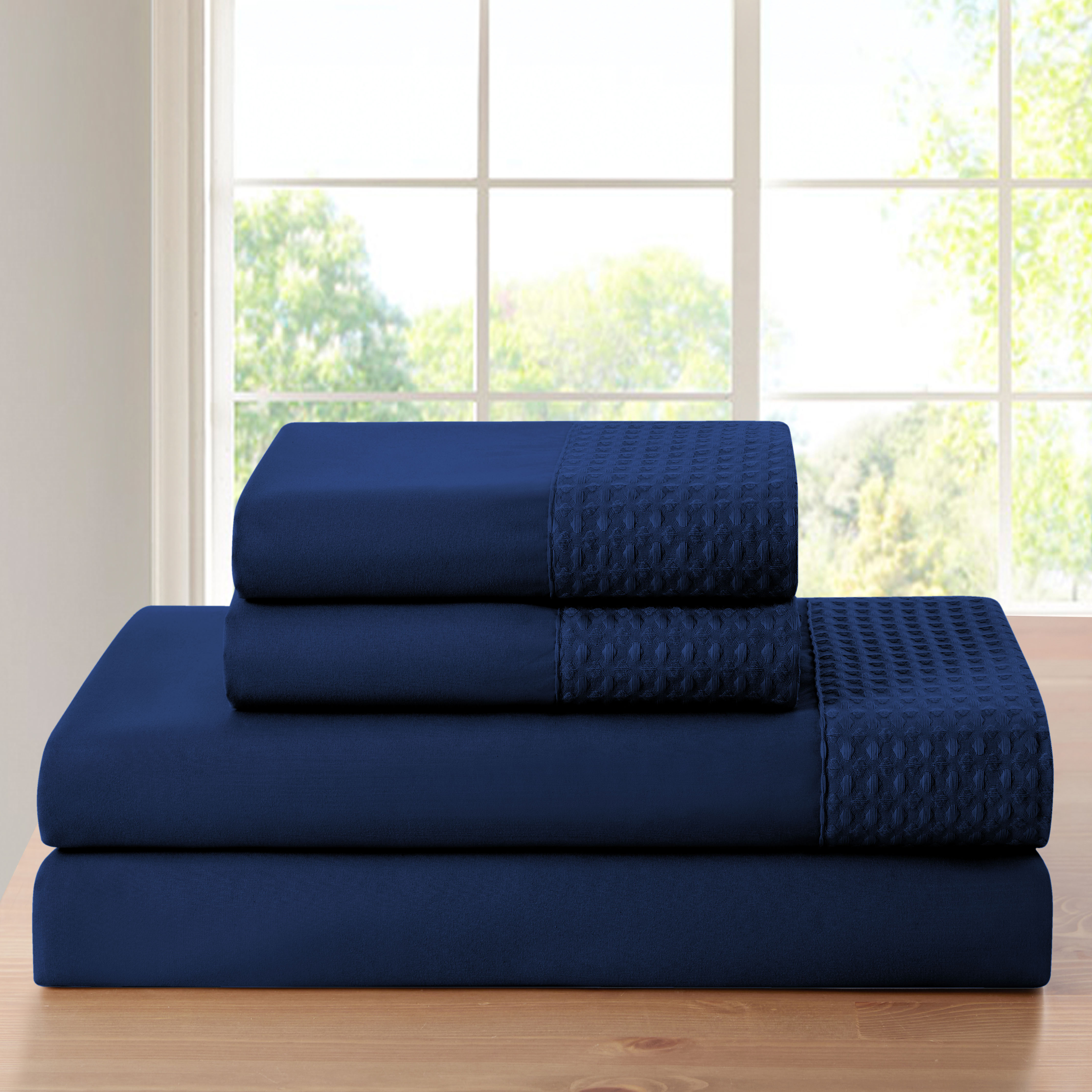 Rayon From Bamboo 4Pc 1800 Count Waffle Hem Sheet Set - Gallery 23