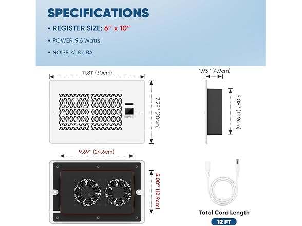 TOWPONICS Register Booster Fan, Color of Choice