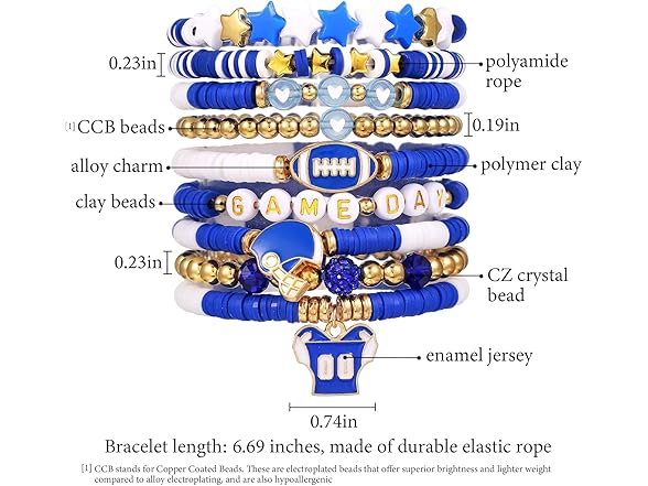 YWOYWO 9pcs Football Bracelets