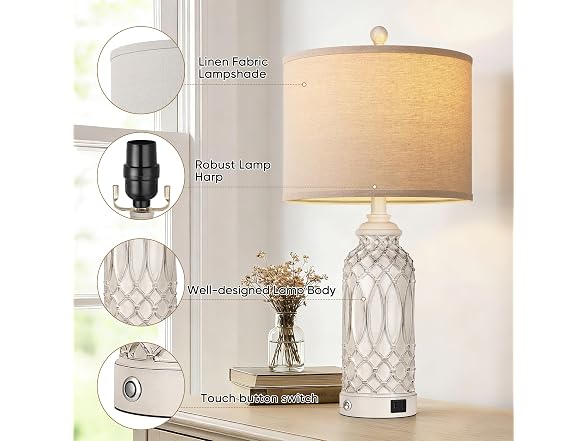 WIHTU 26.5'' White Resin Table Lamps