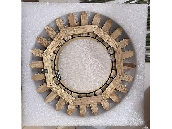 Flower-Shaped Wooden Frame Wall Mirror