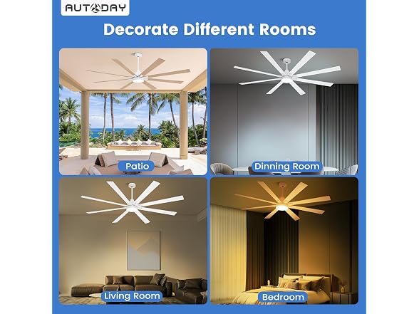 Autoday 72in Ceiling Fan Lights Remote