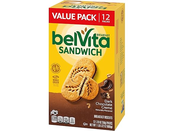 12PK belVita Breakfast Sandwich Dark Chocolate Creme