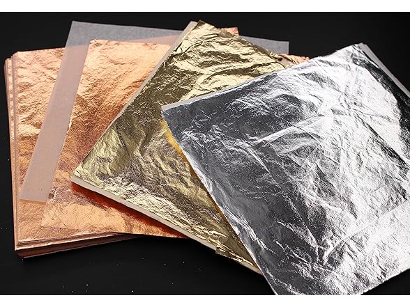 JINRUISI 200 sheets 5.5" X 5.5" Imitation Gold Leaf