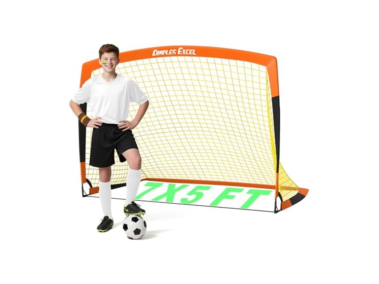 Dimples Excel Soccer Goals Kids 7x5 FT (36"D x 48"W x 36"H Orange Black)