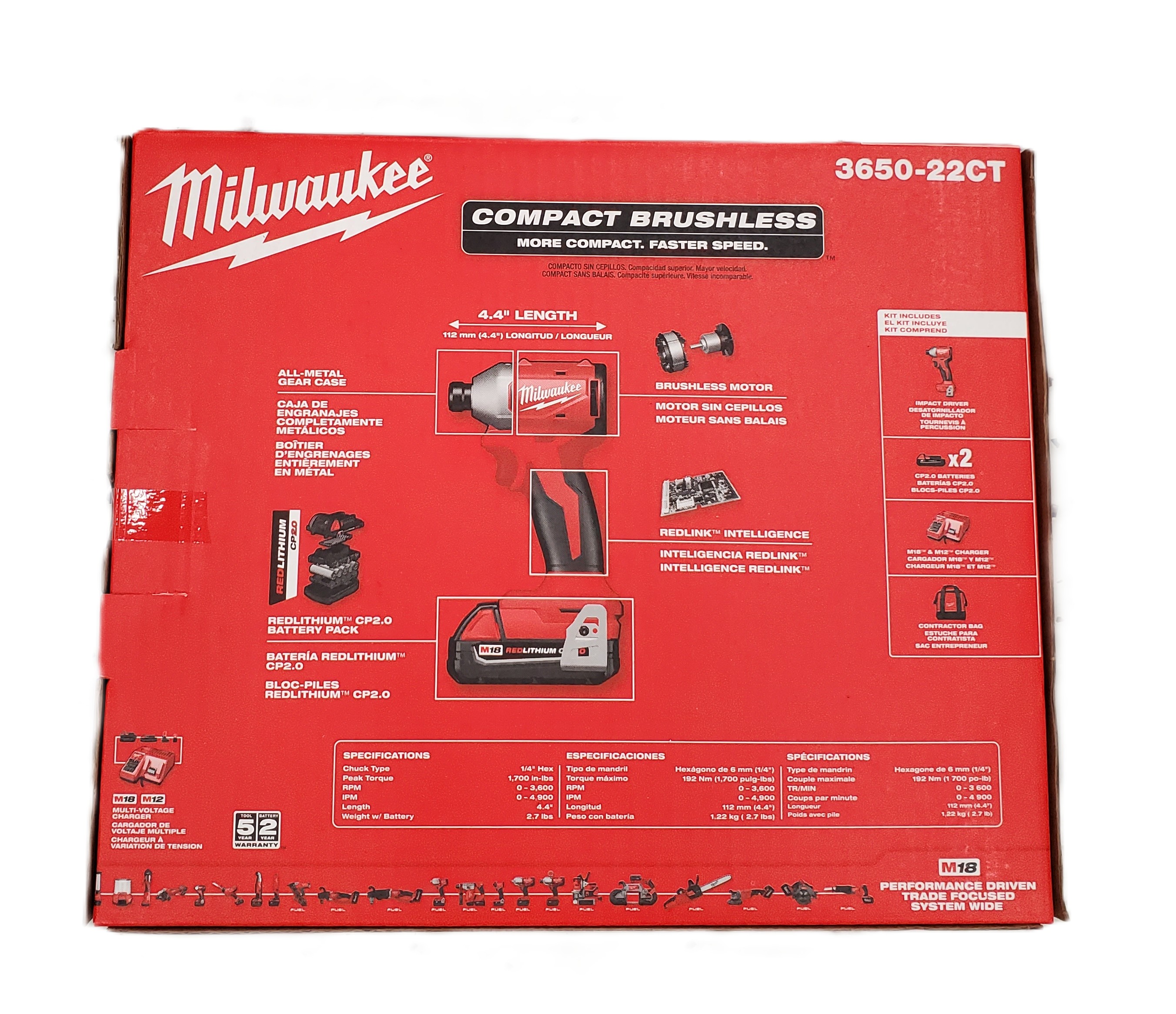 Milwaukee 3650-22CT M18 18V 1/4 in Impact Kit - Gallery 7