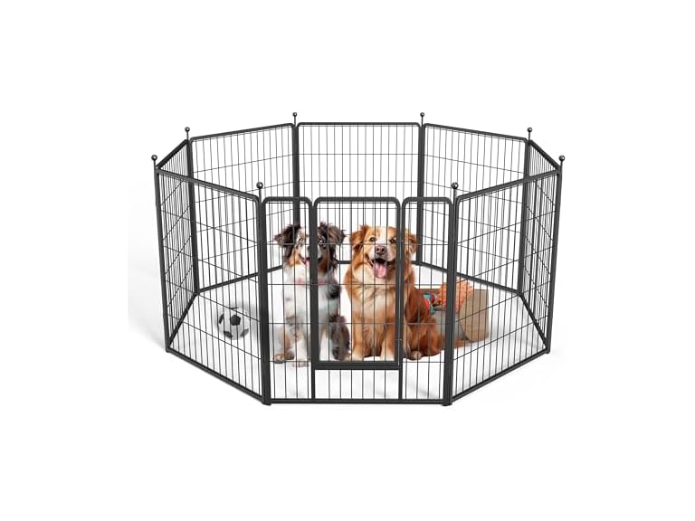 HealSmart Dog Playpen Indoor, Puppy Playpen Indoor for Yard, Camping, 32" Height 8 Panels Heavy Duty Dog Pen for Small/Medium Dogs, Black