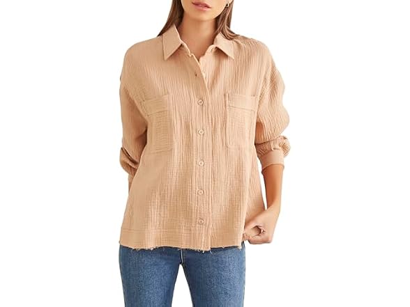 Forever 21 (M) Seersucker Raw-Cut Shirt
