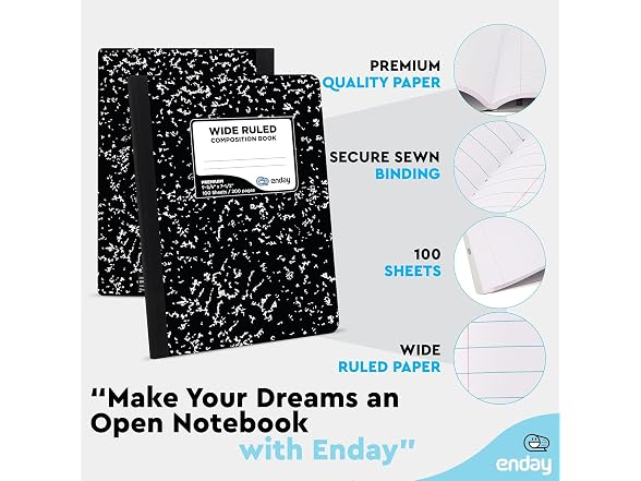 Enday Enday Composition Notebook Wide Ruled