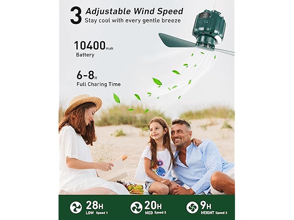 DUKUSEEK Portable Ceiling Fan