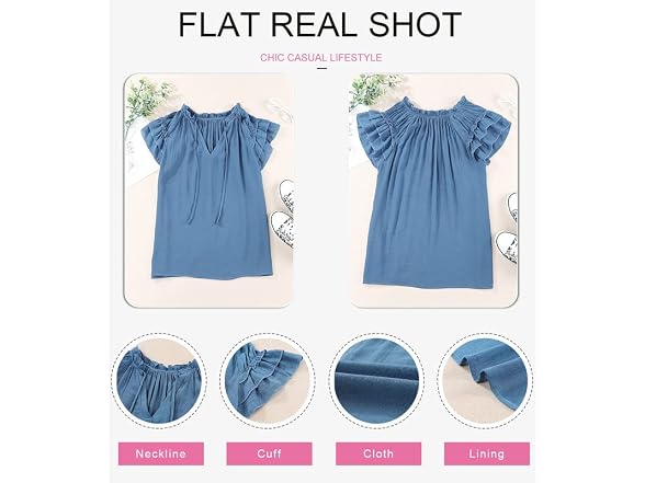 Dokotoo Women (M) V Neck Boho Tops Blouses Shirts