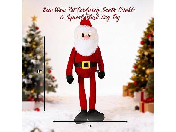 Bow Wow Pet Corduroy Santa Crinkle & Squeak