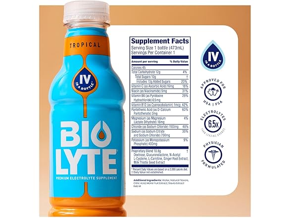 12Pk BIOLYTE Electrolyte Drink - Doctor-Formulated