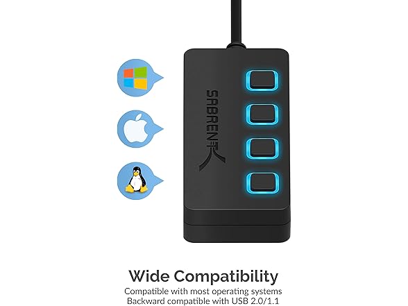 SABRENT 4-Port USB 3.0 Hub w/ Switches