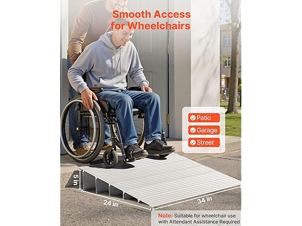 VEVOR Door Threshold Ramp, 5" Rise