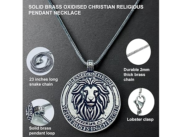 GUAAFA Bible Verse & Lion Pendant Necklaces