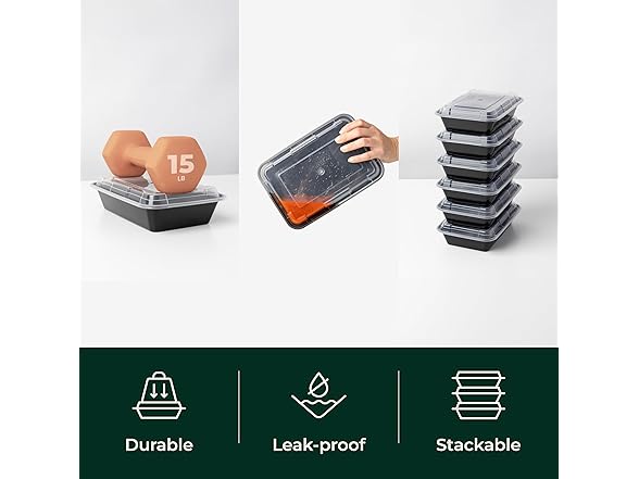 Enther Meal Prep Containers 12 Pack 1 Compartment