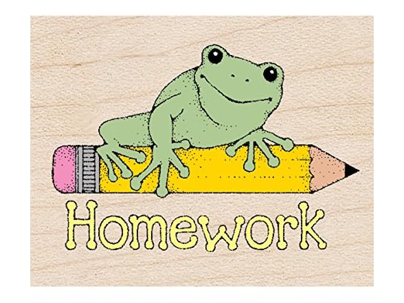 Hero Arts D291 Homework Frog Woodblock Stamp