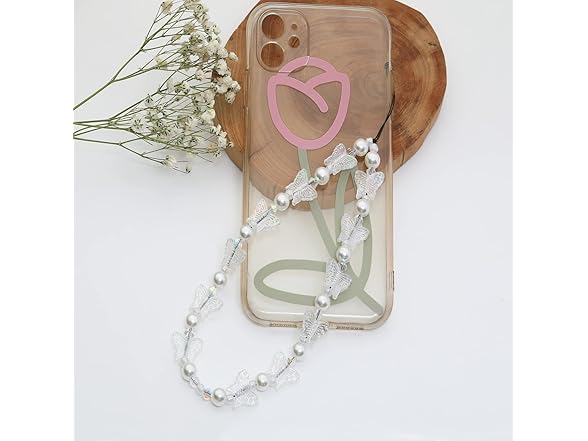 TUCAI White Crystal Beaded Phone Charms