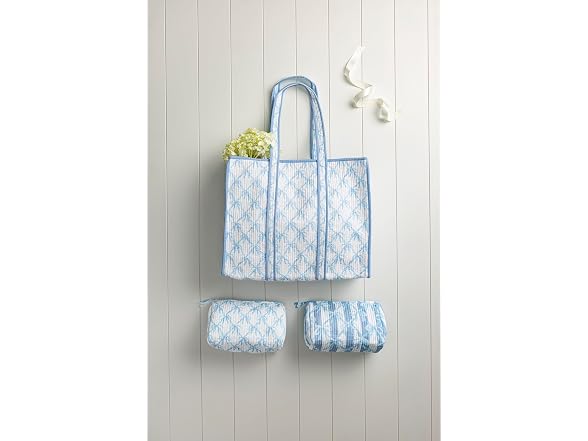 Mud Pie Women's White Bow Block Print Tote