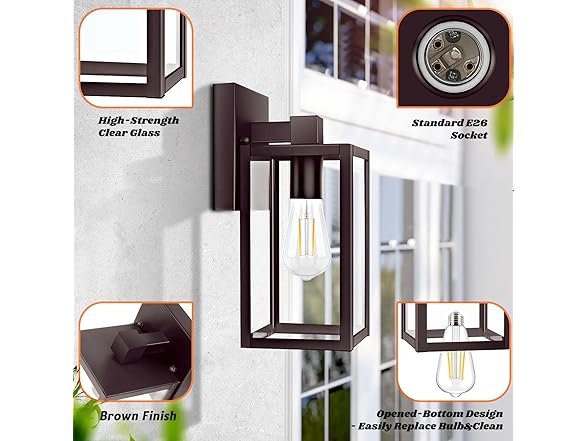 Brightever 2Pk 9.1" Outdoor Wall Lights