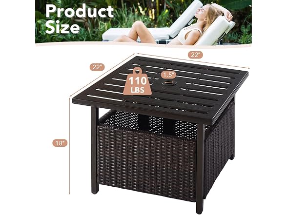 GLACER Nightcore Rattan Umbrella Side Table - Gallery 3