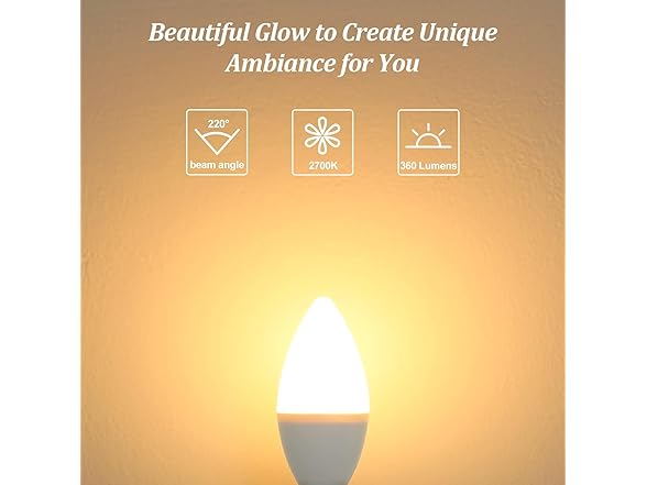 Brightever C37 Candelabra Bulbs 12P