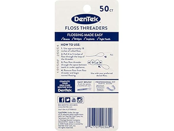 DenTek Floss Threaders Braces 50ct