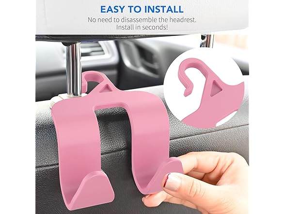 2 in 1 Car Storage Headrest Hanger Holder, Pink