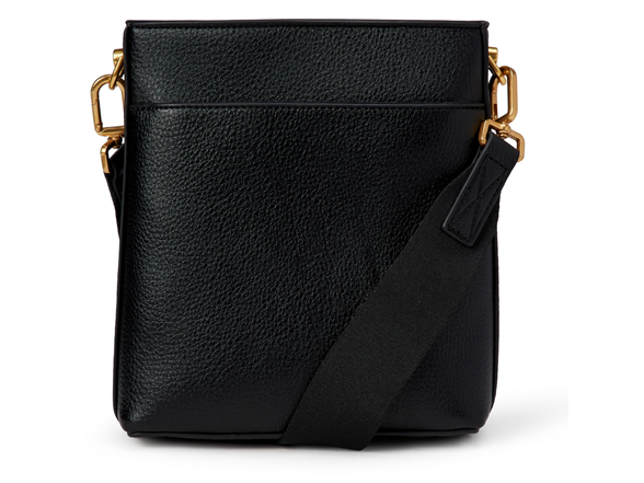Faux Leather Sling Crossbody Bag, Black