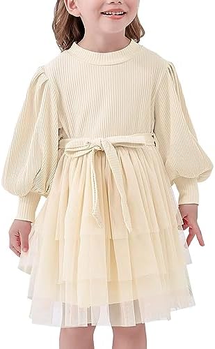 Girl's Long Sleeve Puff Tulle Dress