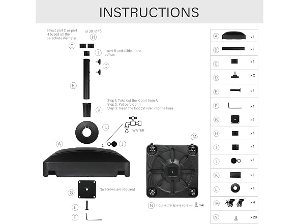 Simple Deluxe 125lb Umbrella Base Square