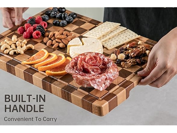 Checkered Acacia Wood Cutting Board