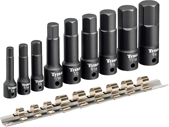 Titan 9-Piece Impact SAE Hex Bit Socket