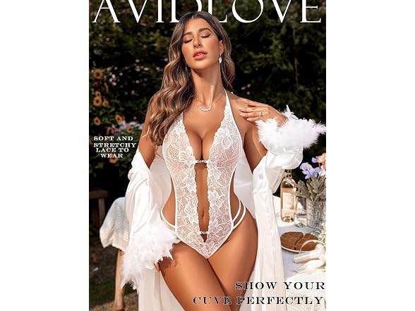 Avidlove (S) Lingerie Lace Halter Teddy Bodysuit