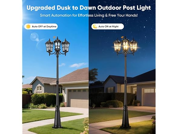 Lamp Posts Outdoor Lighting, Hardwired Outdoor Post Lights, Black