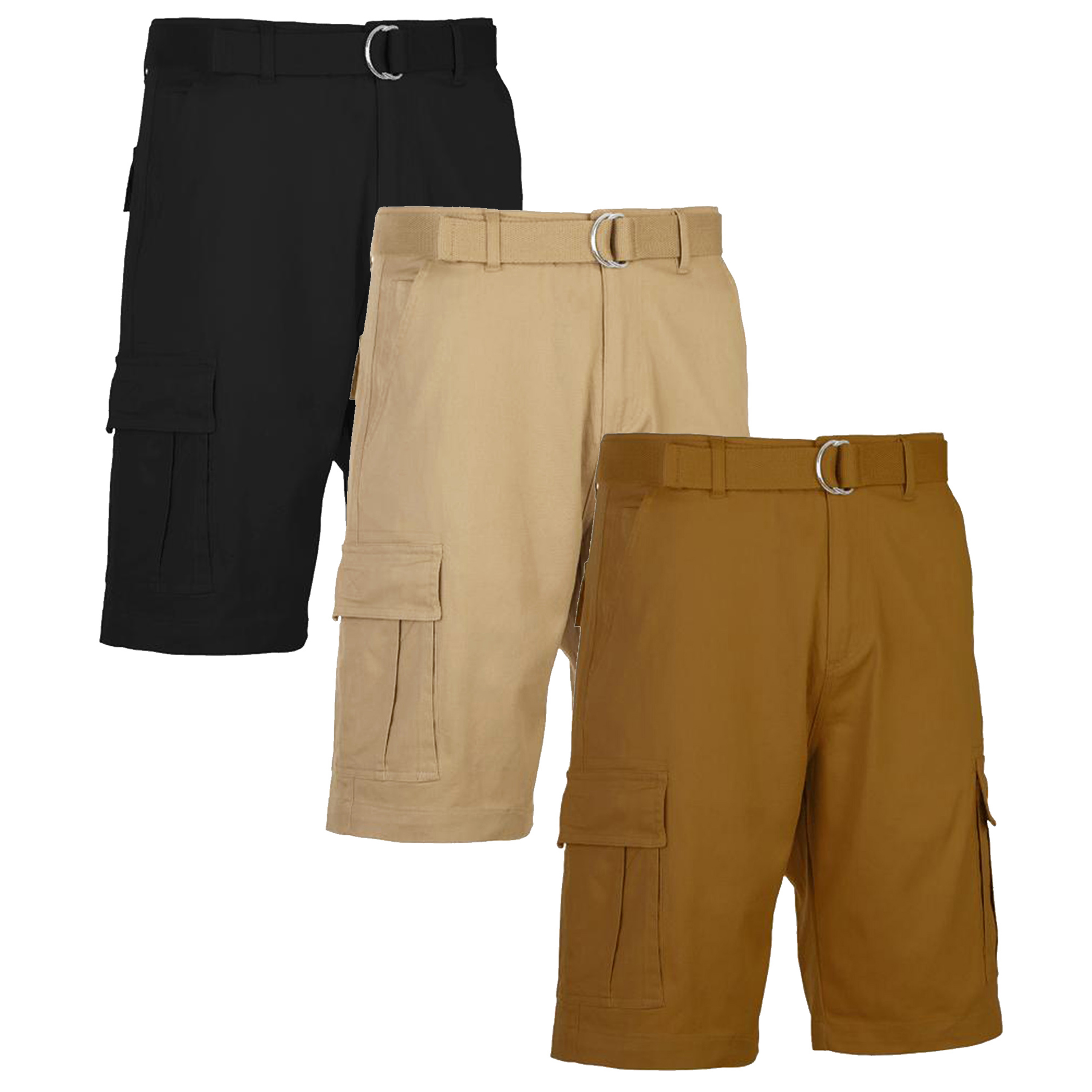 3Pk Mens Cotton Stretch Cargo Shorts (30-42) - Gallery 23