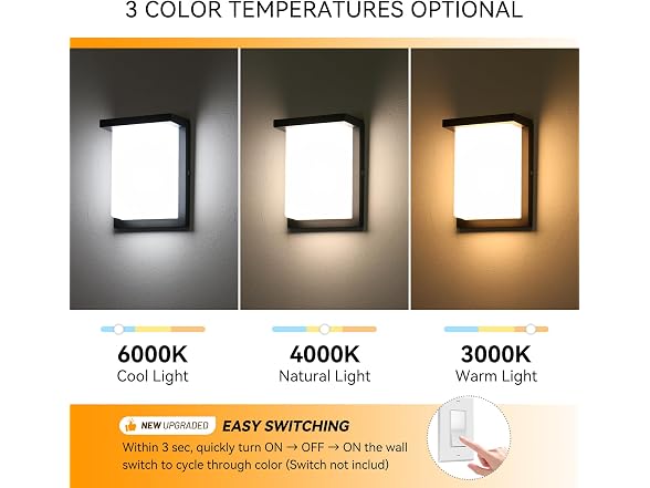 Tesjaso Modern Outdoor Wall Lights 3CCT