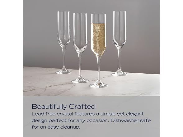 Mikasa Upton Lead-Free Champagne Flute Glasses, Set of 4, 8 Ounce