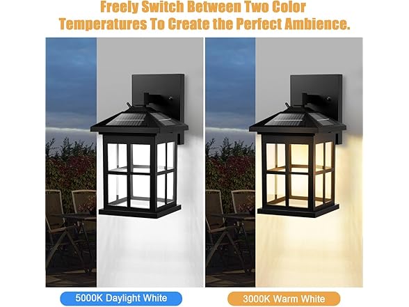 TOWPONICS Solar Wall Lights Outdoor, 2 Pack, Black