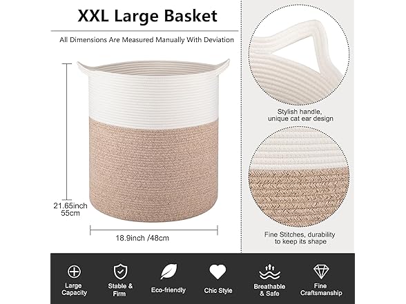 100L Large Laundry Basket Hamper