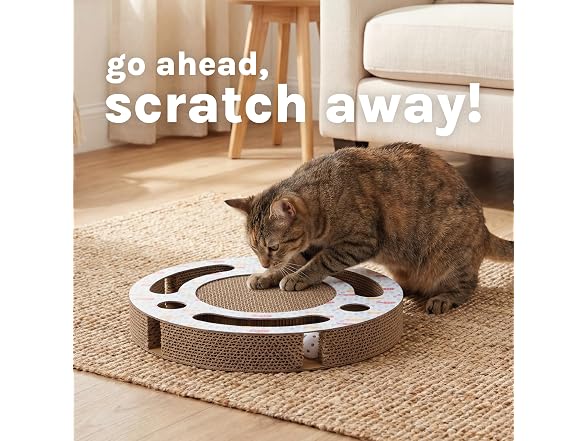 Kitty City Fish Corrugate Cat Scratcher with Ball Track Toy
