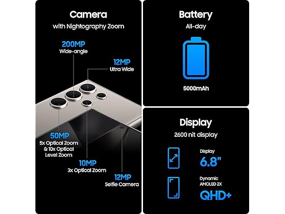 (NEW) Samsung Galaxy S24 Ultra Smartphone (256GB) (Unlocked)