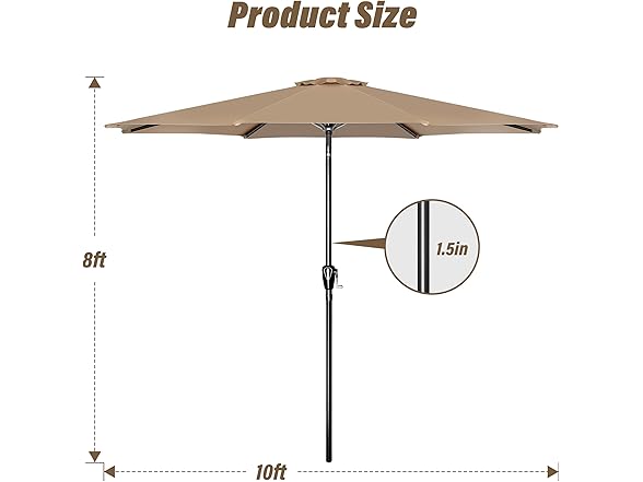 Simple Deluxe 10' Patio Umbrella with Easy Push Button Tilt/Crank