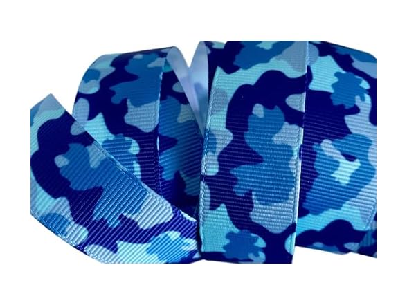 Grosgrain Ribbon - Blue Camouflage -