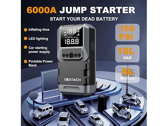 6000A Jump Starter w/ Air Compressor